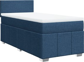 vidaXL Κρεβάτι Boxspring με Στρώμα Μπλε 90x200 εκ.Υφασμάτινο