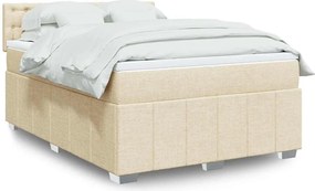 vidaXL Κρεβάτι Boxspring με Στρώμα Κρεμ 140x190 εκ. Υφασμάτινο