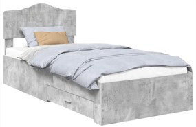vidaXL Σκελετός Κρεβατιού με κεφαλάρι Σκυρόδεμα Γκρι 75 x 190 cm