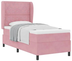vidaXL Κρεβάτι με ελατήρια με στρώμα Ροζ 90 x 200 cm Βελούδο