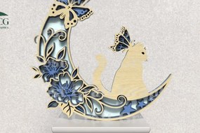 Σετ των 3 Intra απο ξύλο plywood 3mm-4mm πάχος Cat and Moon Δίασταση 15x15 cm INTRAFABR-119821122