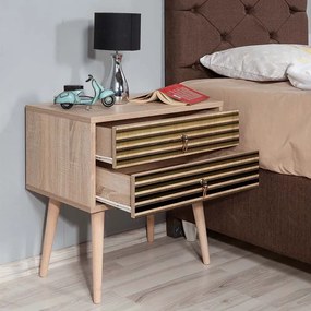 Κομοδίνο Soho Megapap χρώμα sonoma 60x40x61εκ.