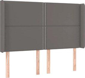 vidaXL Κρεβάτι Boxspring με Στρώμα &amp; LED Γκρι 140x200 εκ. Συνθ. Δέρμα