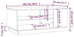 Τραπεζάκι Σαλονιού Γυαλ. Λευκό 102x55x43 εκ. Επεξεργ. Ξύλο - Λευκό