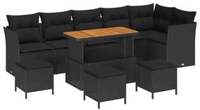 vidaXL Σετ Καναπέ Κήπου 10 pcs Μαύρο συνθετικό ρατάν