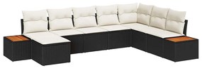 vidaXL Σετ Καναπέ Κήπου 8 pcs Μαύρο και κρεμ 319 x 209 x 85 εκ.