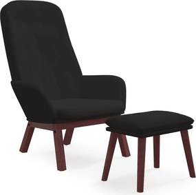 vidaXL Πολυθρόνα Relax με Υποπόδιο Μαύρη Βελούδινη