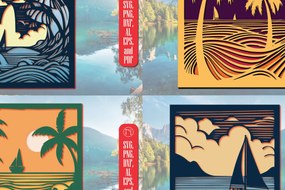 Intra απο ξύλο plywood 3mm-4mm πάχος 3D Layer Summer Sea Wall Art Δίασταση 40x40 cm INTRAFABR-96293034