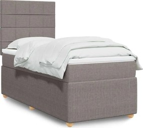 vidaXL Κρεβάτι Boxspring με Στρώμα Taupe 90x190 εκ.Υφασμάτινο