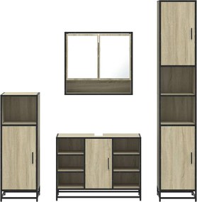 vidaXL Σετ Επίπλων Μπάνιου 4 Τεμαχίων Sonoma Δρυς Επεξεργασμένο Ξύλο