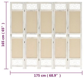 vidaXL Διαχωριστικό Δωματίου με 5 Πάνελ Κρεμ 175 x 165 εκ. Υφασμάτινο