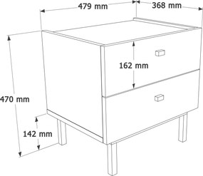 Κομοδίνο ’μμου / Δρυς FLOOR 47.9x36.8x47