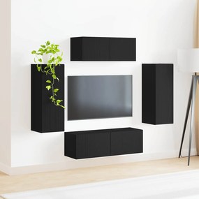 vidaXL Σετ επίπλου τηλεόρασης 4 pcs Μαύρο Επεξεργασμένο ξύλο
