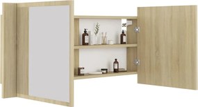 vidaXL Ντουλάπι Μπάνιου με Καθρέφτη &amp; LED Sonoma Δρυς Ακρυλικός