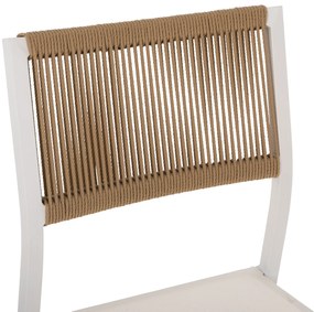 Καρέκλα Αλουμινίου Λευκή Μπεζ Rattan &amp; Textline 46x55,5x83 Υ Εκ.