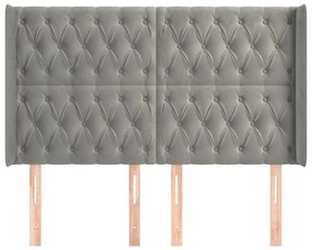 Κεφαλάρι με Πτερύγια Ανοιχτό Γκρι 147x16x118/128 εκ. Βελούδινο - Γκρι