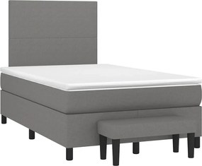 vidaXL Κρεβάτι Boxspring με Στρώμα Σκούρο Γκρι 120x190 εκ Υφασμάτινο