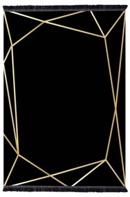 LIVING ROOM CARPET JOSIANE WITH FRINGES  BLACK-GOLD 180X280