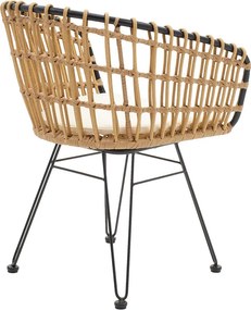 Πολυθρόνα Naoki pakoworld μαύρο μέταλλο-pe φυσικό