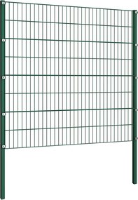 vidaXL Πάνελ Περίφραξης με Στύλους Σιδερένιο Πράσινο 867 x 160 εκ.