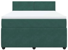 vidaXL Κρεβάτι Boxspring με Στρώμα Σκούρο Πράσινο 140x190εκ. Βελούδινο