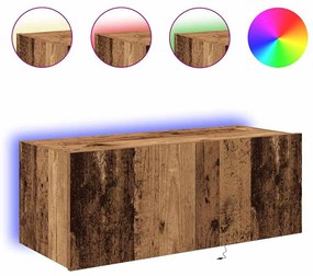 vidaXL Ντουλάπι τοίχου TV με φώτα LED παλιού ξύλου 80x35x31 εκ.