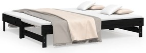 vidaXL Καναπές Κρεβάτι Συρόμενος Μαύρος 2x(90x190) εκ. από Μασίφ Πεύκο