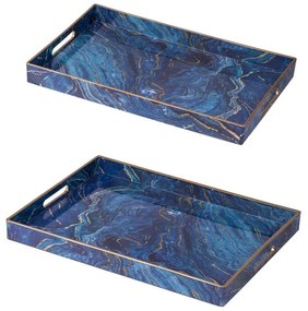 Artekko Artekko Tray Δίσκος Σερβιρίσματος Πλαστικό Μπλε (48x35x4.3)cm Σετ/2 44043