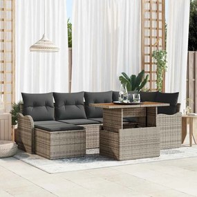 vidaXL Σετ Καναπέ Κήπου με αποθήκευση 7 pcs Γκρι Πολυ ράταν