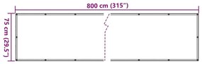 Περίφραξη Μπαλκονιού Προστατευτική Ανθρακί 800x75 εκ. από PVC - Ανθρακί