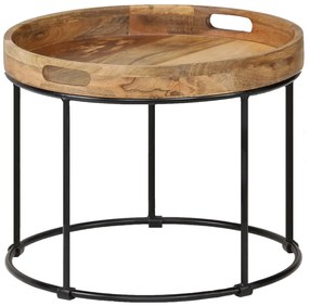 vidaXL Τραπεζάκι Σαλονιού 50x40 εκ. από Μασίφ Ξύλο Μάνγκο και Ατσάλι