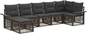 vidaXL Σετ Καναπέ Κήπου 7 pcs Γκρι συνθετικό ρατάν