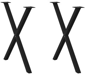 Πόδια Τραπεζαρίας σε Σχήμα Χ, 2 τεμ. Μαύρο, Ατσάλι 80x(72-73) εκ.