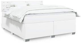 vidaXL Κρεβάτι Boxspring με Στρώμα Λευκό 180x200 εκ. Συνθετικό Δέρμα