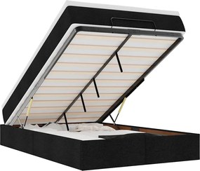 vidaXL Οθωμανικό κρεβάτι με στρώμα Μαύρο 120x190 cm Ύφασμα