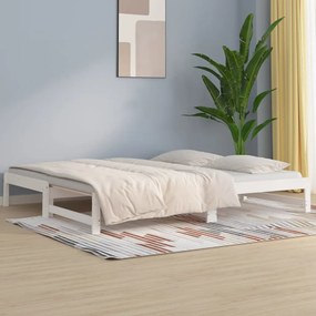 vidaXL Καναπές Κρεβάτι Συρόμενος Λευκός 2x(80x200) εκ. από Μασίφ Πεύκο