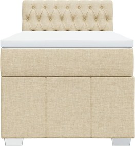 vidaXL Κρεβάτι Boxspring με Στρώμα Κρεμ 100 x 200 εκ. Υφασμάτινο