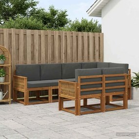 vidaXL Σειρά Καναπέ Εξωτερικού 7 pcs Φυσικό και Ανθρακί Πολυεστέρας