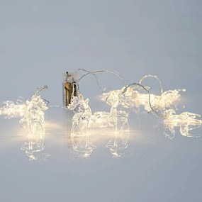 10 led με ακρυλικά ταρανδάκια μπαταρίας σε θερμό λευκό φως &amp; διάφανο καλώδιο IP20