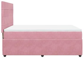 vidaXL Κρεβάτι Boxspring με Στρώμα Ροζ 140x200 εκ. Βελούδινο