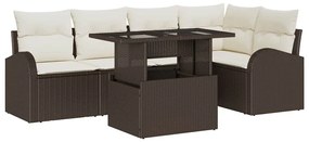 vidaXL Σετ Καναπέ Κήπου 6 pcs Καφέ 100 x 55 x 73 εκ Πολυ ράταν