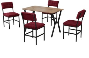 Extendable Dining Table &amp; Chairs Set (5 Pieces) Dubai - Burgundy, Walnut Burgundy
Walnut