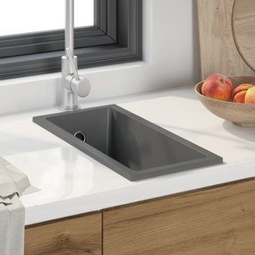 vidaXL Νιπτήρας Κουζίνας με Τρύπα Υπερχείλισης Γκρι Γρανίτης