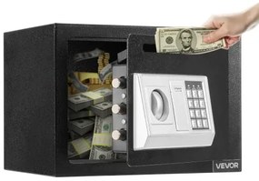 VEVOR 0.6 Cubic Feet Drop Safe, Drop Slot Safe Box with Password and Turn Knob, Heavy Duty Compact Cash Depository Box with a Front Lock Slot for Cash, Bank Slips, Jewelry, Documents, Bills, Black