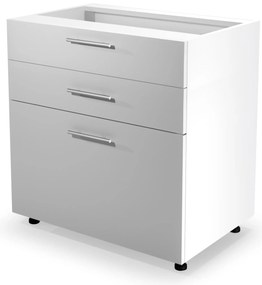 VENTO DS3-80/82 lower cabinet with drawers, color: white/white DIOMMI V-UA-VENTO-D3S_H-80/82-BIAŁY