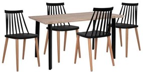 Σετ τραπεζαρίας C11019 5τμχ με Τραπέζι Sonama 110x70x75,5εκ. &amp; Καρέκλες Vanessa Μαύρες