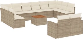vidaXL Σετ Καναπέ Κήπου 13τεμ Μπεζ Συνθ. Ρατάν με Μαξιλάρια