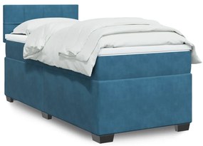VidaXL Κρεβάτι Boxspring με Στρώμα Σκούρο Μπλε 100x200 εκ. Βελούδινο