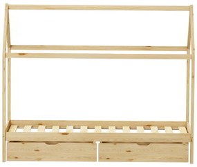 Παιδικό κρεβάτι Mellin τ.Montessori με 2 συρτάρια pakoworld ξύλο πεύκου σε φυσική απόχρωση 90x190εκ