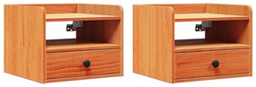 vidaXL Κομοδίνα με συρτάρι Επιτοίχιο 2 pcs Καφέ κεριού 38 x 36 x 29.5 εκ